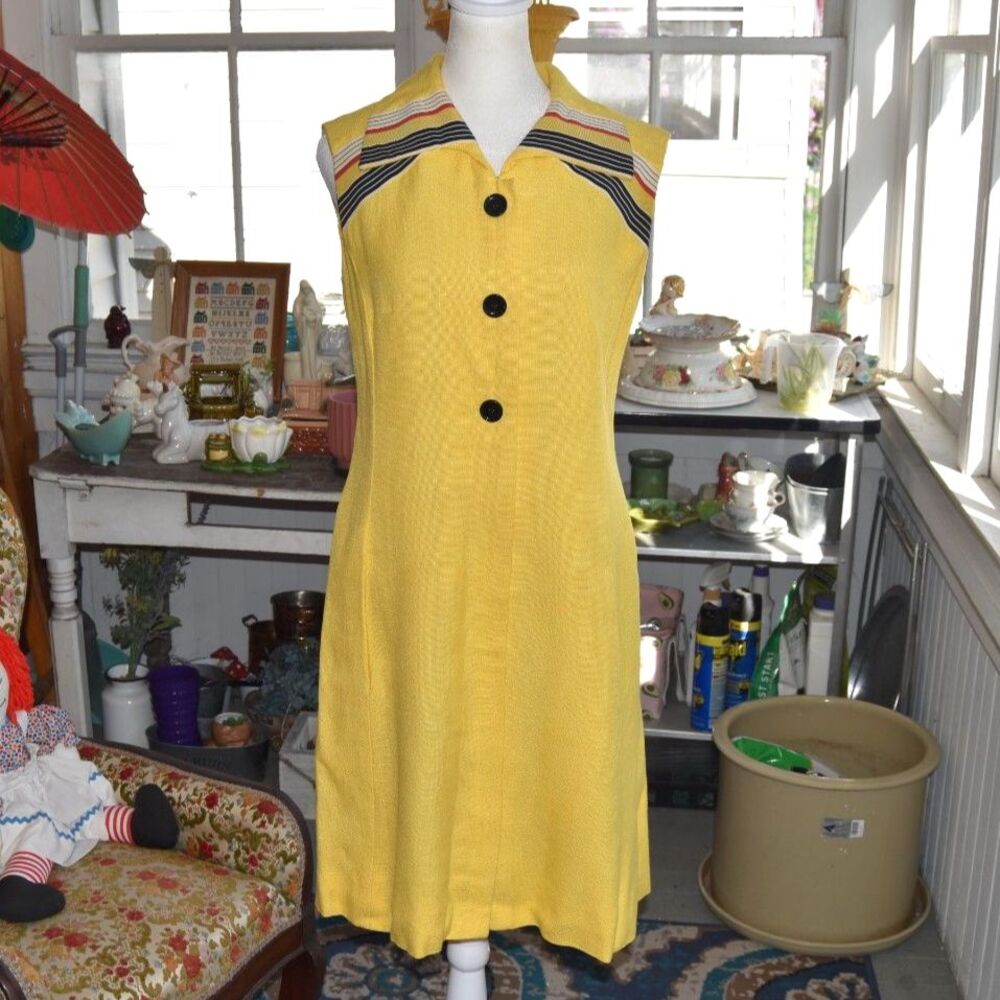 Vintage 60s Shannon Rodgers for Jerry Silverman Yellow Mod Shift Dress M